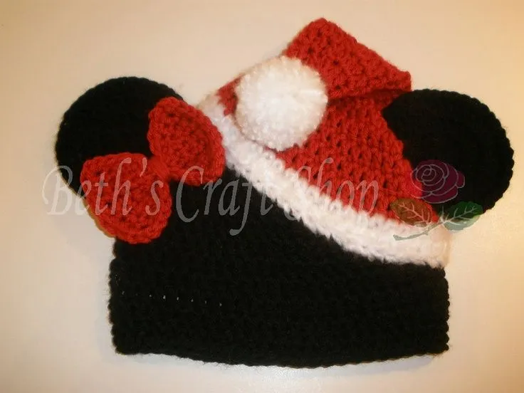 Disney Minnie Mouse Santa Hat - Crochet Hat. | Pinky's crochet ... Disney Minnie Mouse Santa Hat - Crochet Hat. | Pinky's crochet ...