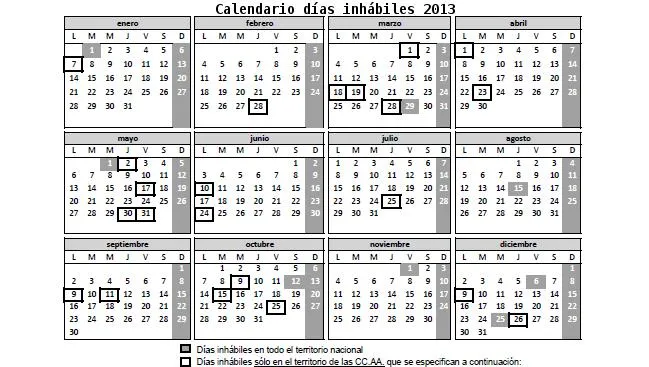 Disponible el calendario laboral de los días inhábiles de la ... Disponible el calendario laboral de los días inhábiles de la ...