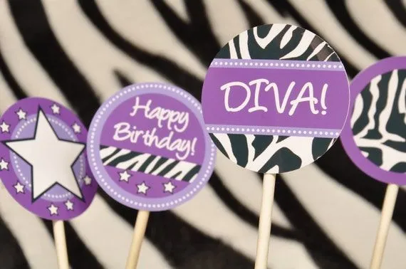Diva Glam Spa Party purple zebra print pdf por GlitterInkDesigns