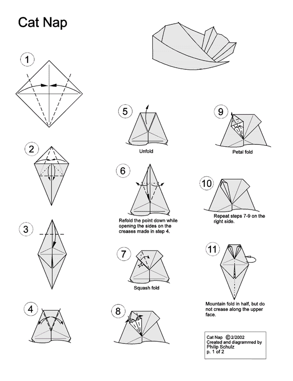 Mas cosas divertidas: Origami Gato halloween con diagramas