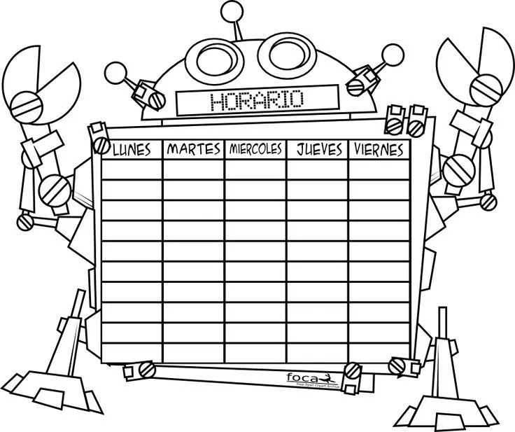 Horario escolar Robots - Dibujalia - Dibujos para colorear ... Horario escolar Robots - Dibujalia - Dibujos para colorear ...