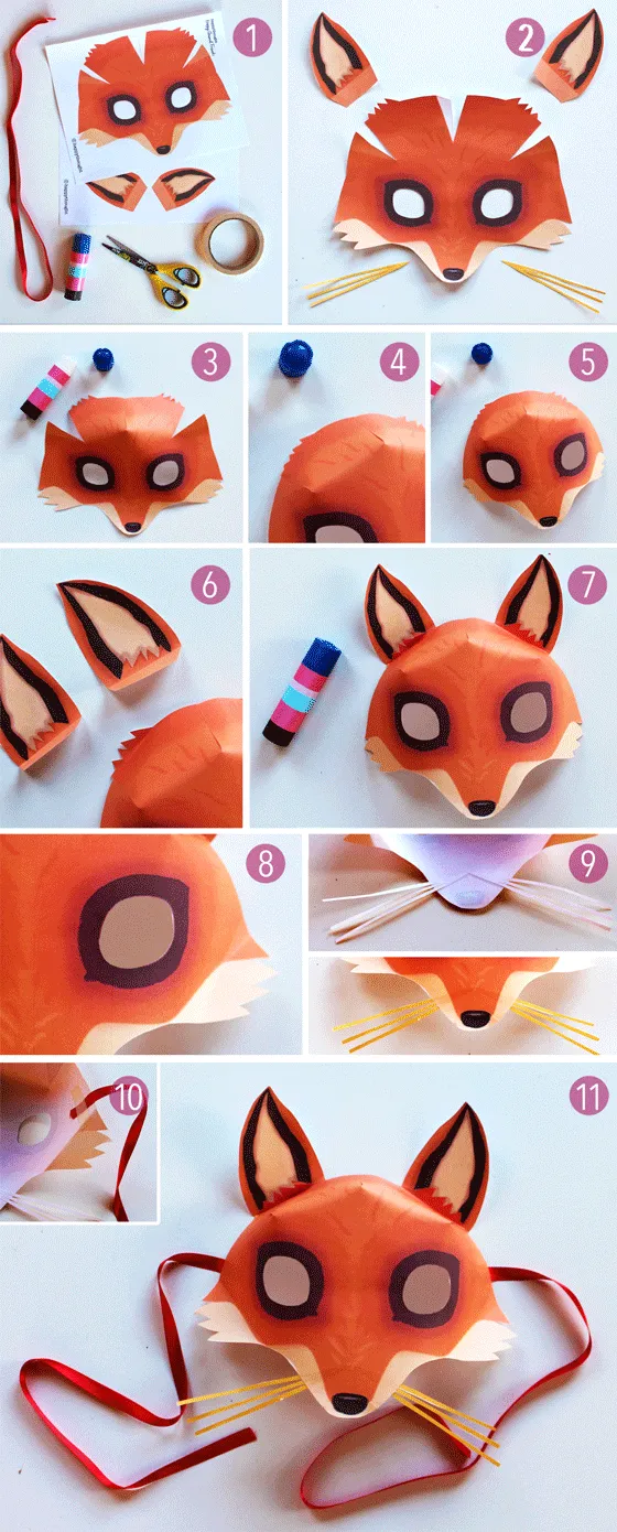 Divertido tutorial de máscara de zorro + plantilla • Happythought Divertido tutorial de máscara de zorro + plantilla • Happythought
