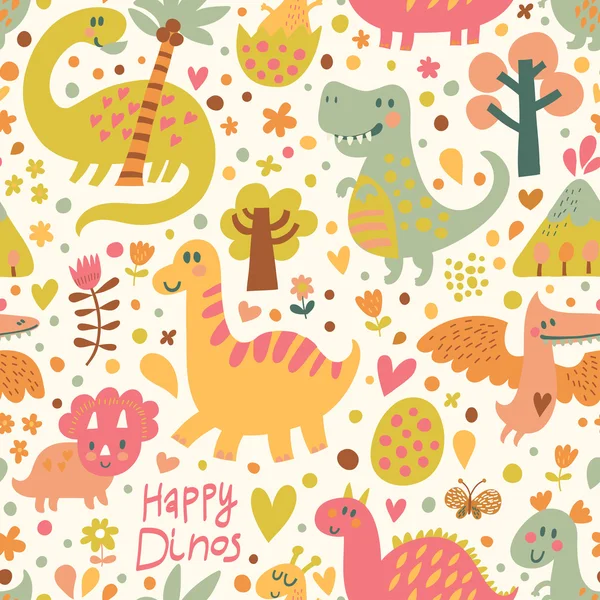 Divertidos dinosaurios en dibujos animados vector de patrones sin ... Divertidos dinosaurios en dibujos animados vector de patrones sin ...