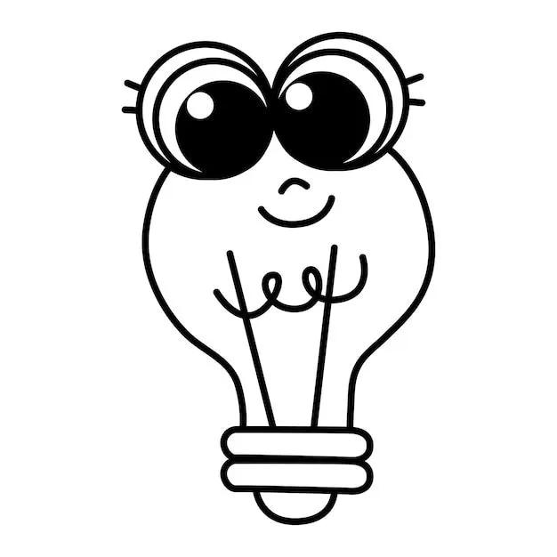 Divertidos personajes de dibujos animados de bombillas para niños libro para colorear | Vector Premium Divertidos personajes de dibujos animados de bombillas para niños libro para colorear | Vector Premium