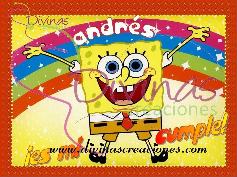 Divinas Creaciones: ~ Invitación Bob Esponja Arcoiris Divinas Creaciones: ~ Invitación Bob Esponja Arcoiris