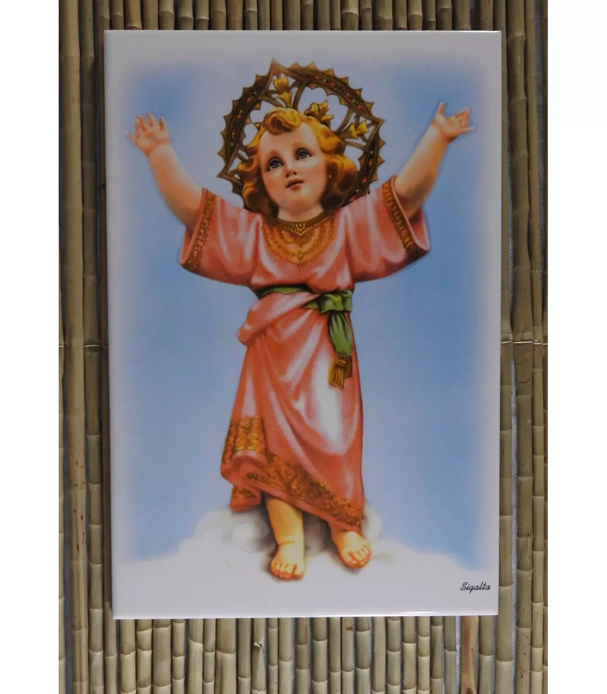 Divino Niño Jesús Imagen en azulejo blanco 20x30 cm - Sigalta Divino Niño Jesús Imagen en azulejo blanco 20x30 cm - Sigalta