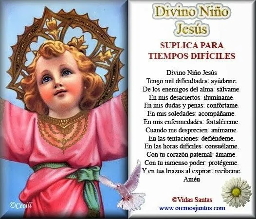 DIVINO NIÑO: Oraciones al Divino Niño Jesús en imágenes