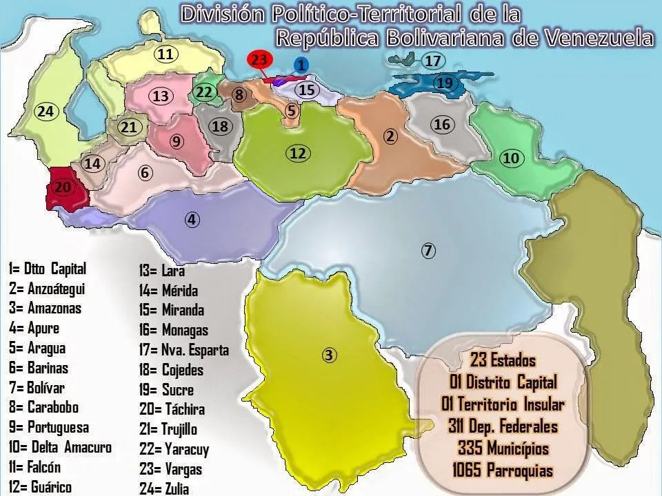 DIVISIÓN POLÍTICA TERRITORIAL DE VENEZUELA: Estados, Límites... DIVISIÓN POLÍTICA TERRITORIAL DE VENEZUELA: Estados, Límites...