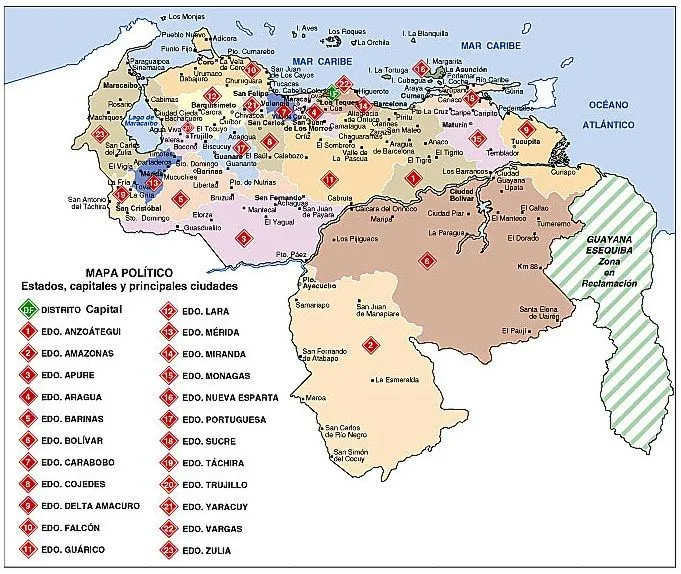 Mapa de la republica bolivariana de venezuela con sus estados y ...