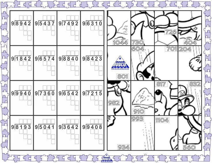 Divisiones con 4 cifras en 2023 | Ejercicios de divisiones, Rompecabezas  para imprimir, Matematicas para colorear