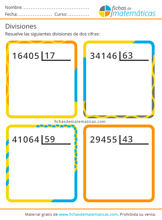 Divisiones de Dos Cifras. Descarga PDF con Ejercicios de Divisiones Divisiones de Dos Cifras. Descarga PDF con Ejercicios de Divisiones