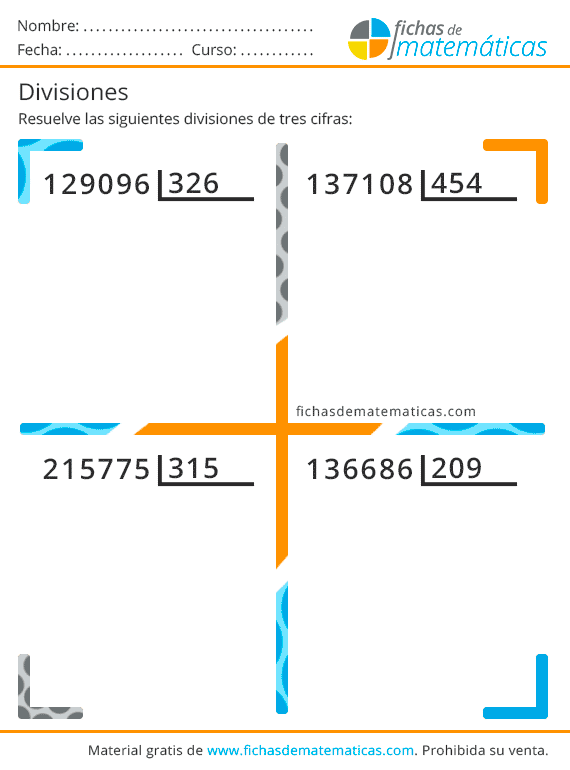 Divisiones de Tres Cifras | Ejercicios para Practicar【PDF】Gratis