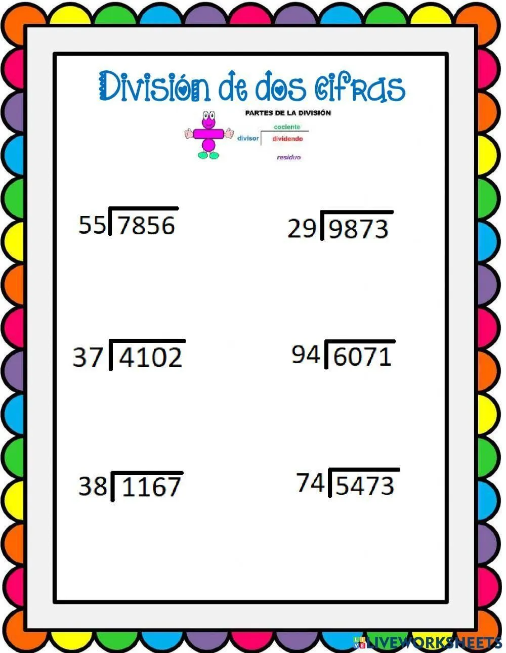 Divisiónes de dos cifras interactive activity for cuarto grado | Live Worksheets Divisiónes de dos cifras interactive activity for cuarto grado | Live Worksheets