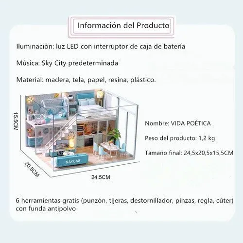 Diy Casita Para Armar De Madera Muñeca Con Muebles Luces Led – Abonitos.mx
