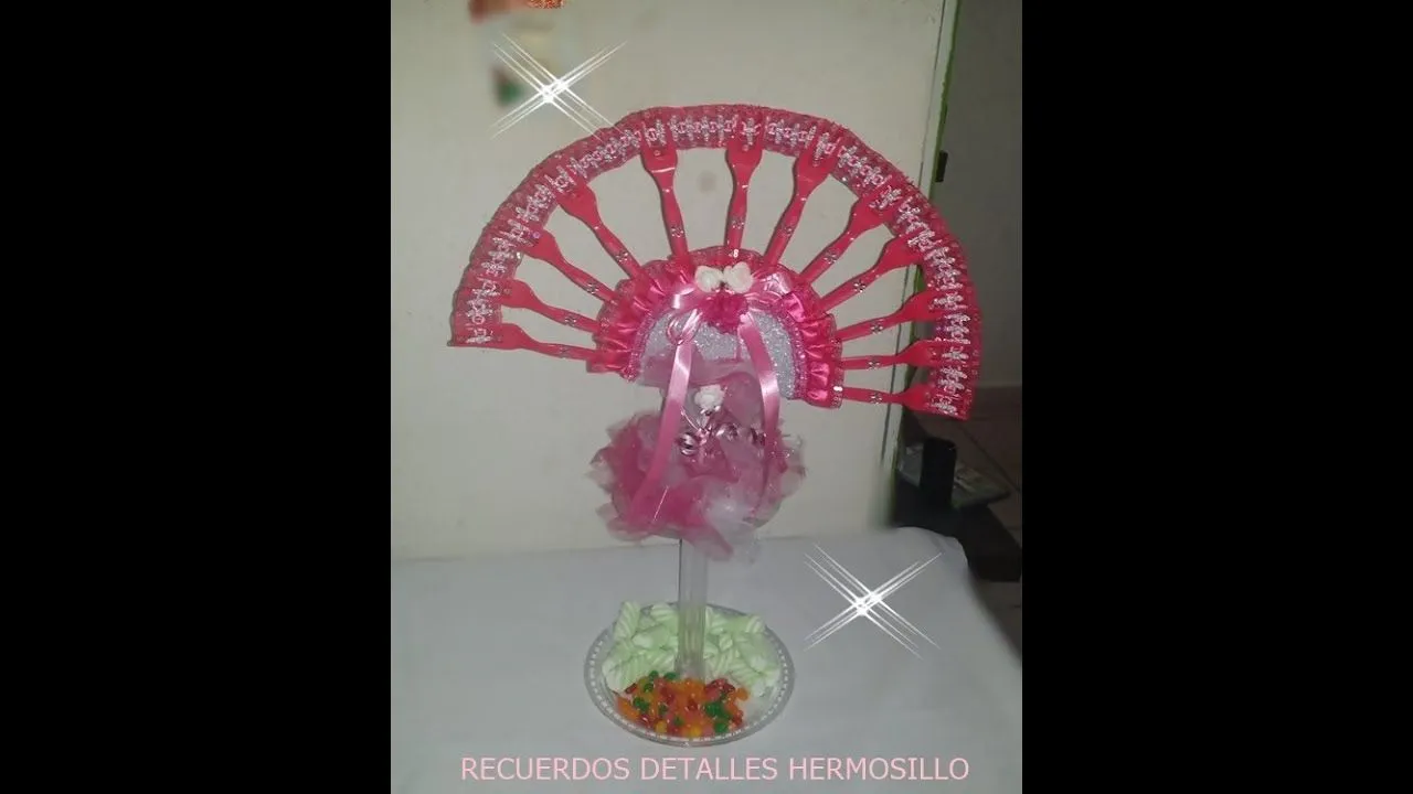 DIY Como hacer Centro De Mesa de Abanico Quinceaños ROSA Hecho de ...