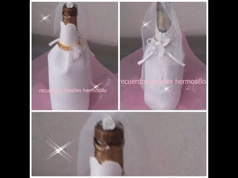 DIY COMO HACER centro mesa de boda con botellla de vino vestido de ...