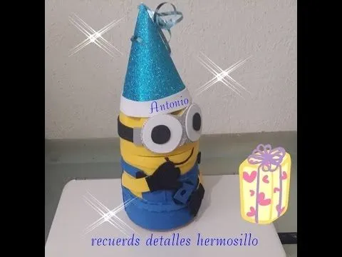 DIY Centro De Mesa De Minions con botellas pet - YouTube