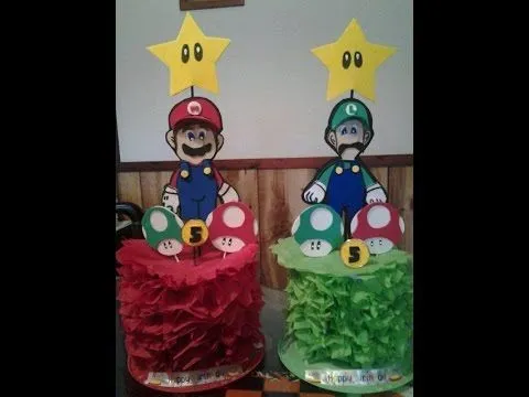 DIY) Centros de mesa Mario Bross - YouTube