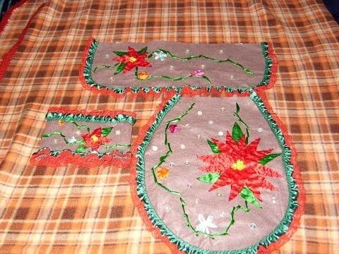 DIY Juego de baño bordado en listón para esta Navidad 2 de 4 - YouTube DIY Juego de baño bordado en listón para esta Navidad 2 de 4 - YouTube