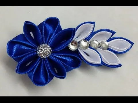 DIY Kanzashi flower hairclip,how to make, kanzashi flower tutorial ...