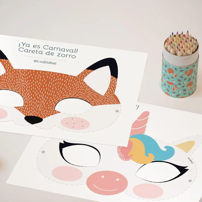 DIY: ¡Máscaras 3D de animales para imprimir para el Carnaval! • Ludilabel DIY: ¡Máscaras 3D de animales para imprimir para el Carnaval! • Ludilabel
