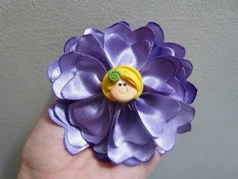 DIY: pasos de flores en listón para el cabello en cinta satin o ...
