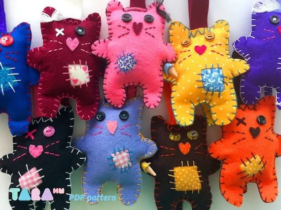 DIY Patron Gato de Fieltro en Inglés Juguete de por TaraHandmade