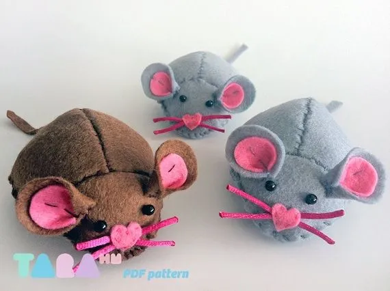 DIY Patrón Ratón de Fieltro o Tela Ratón de por TaraHandmade DIY Patrón Ratón de Fieltro o Tela Ratón de por TaraHandmade