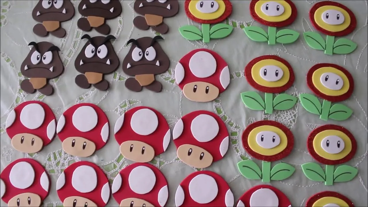 DIY Personajes de Mario bros en foamy!! fire flower, mushroom and ... DIY Personajes de Mario bros en foamy!! fire flower, mushroom and ...