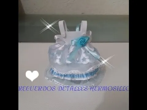 DIY como hacer Recuerdo de bautizo vestidito azul - YouTube