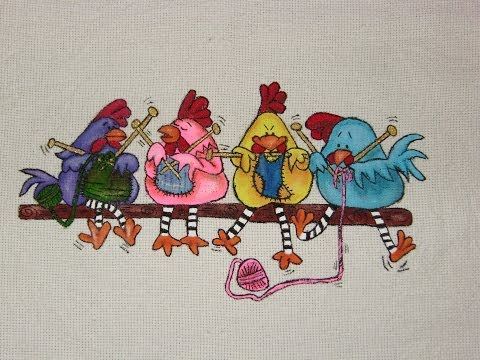 DIY Tutorial de pintura en tela, Gallinitas tejiendo 1 de 5 - YouTube DIY Tutorial de pintura en tela, Gallinitas tejiendo 1 de 5 - YouTube
