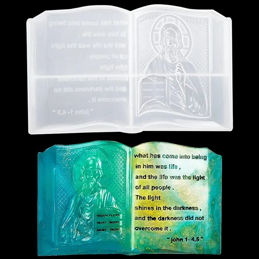 DIYBravo Molde de resina 3D para la Biblia de Jesús, molde de silicona para manualidades, molde de resina epoxi, molde de fundición para manualidades, decoración del hogar (transparente) : Amazon.com.mx: Hogar y DIYBravo Molde de resina 3D para la Biblia de Jesús, molde de silicona para manualidades, molde de resina epoxi, molde de fundición para manualidades, decoración del hogar (transparente) : Amazon.com.mx: Hogar y