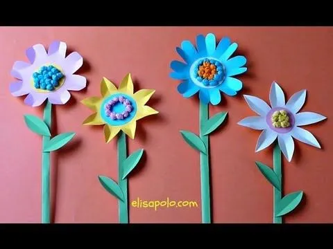 DIY,Manualidades para Primavera, Flores de Cartulina, Paper ...