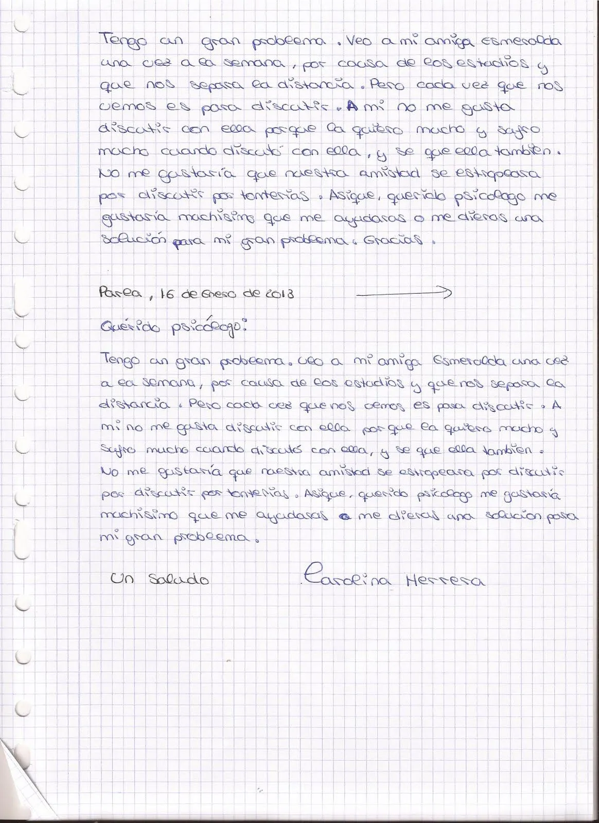 Doble D: Problemas y carta personal (