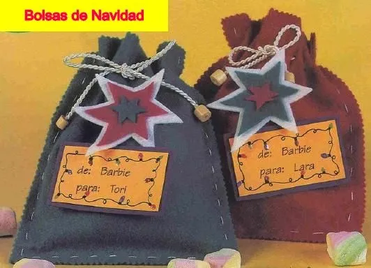 Navidad para Niños: Bolsitas Navideñas en Manualidades con fieltro