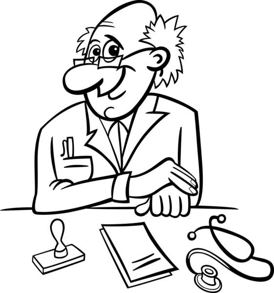 Doctor en dibujos animados clínica blanco y negro — Vector stock ... Doctor en dibujos animados clínica blanco y negro — Vector stock ...