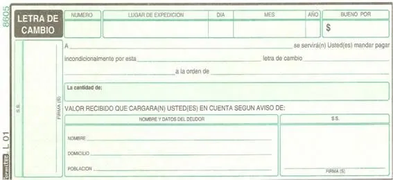 Formato detallado de una letra de cambio - Imagui Formato detallado de una letra de cambio - Imagui