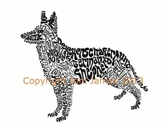 Dog Art Print German Shepherd Typography by CalligramORama on Etsy ...