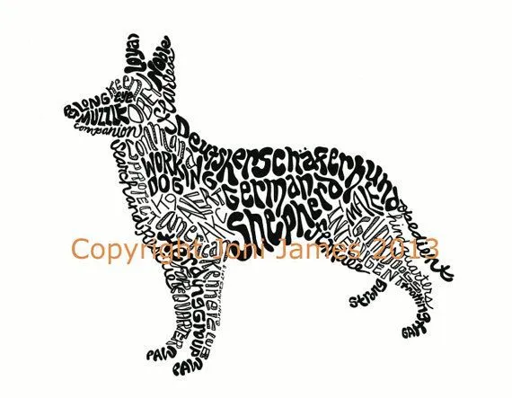 Dog Art Print German Shepherd Typography by CalligramORama on Etsy ... Dog Art Print German Shepherd Typography by CalligramORama on Etsy ...