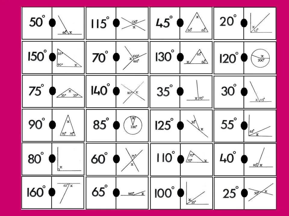 DOMINÓ DE ANGULOS | Juegos y matemáticas