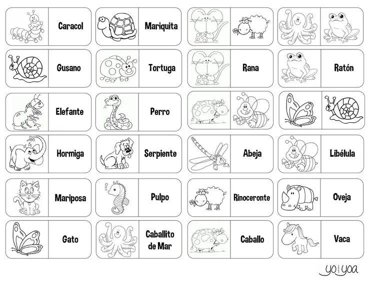 Dominó infantil de animales para colorear, recortar y jugar ... Dominó infantil de animales para colorear, recortar y jugar ...