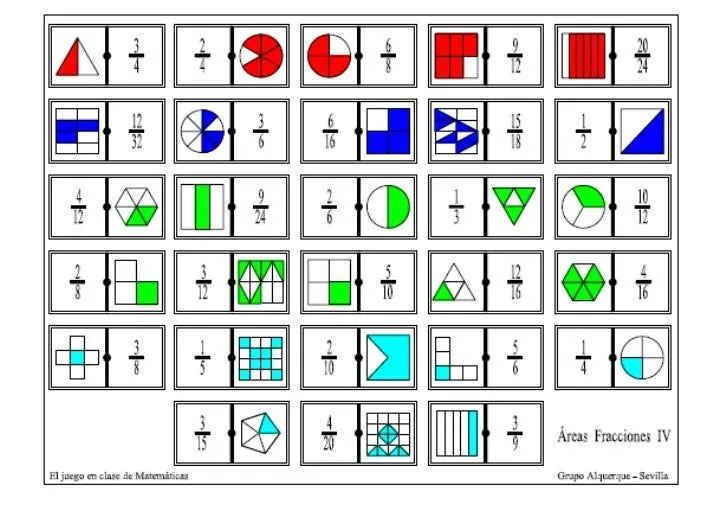 Domino suma fracciones imprimible - Imagui