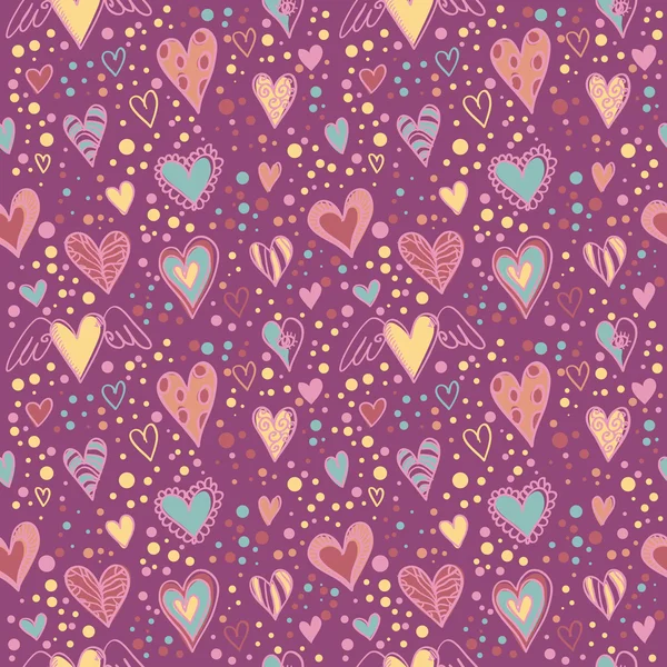 Doodle lindo fondo de pantalla de corazones inconsútil — Vector ...