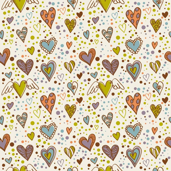 doodle lindo fondo de pantalla de corazones inconsútil — Vector ...