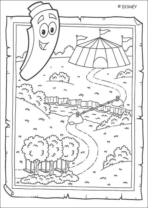 Dora y sus amigos para colorear, El mapa para imprimir Dora y sus amigos para colorear, El mapa para imprimir