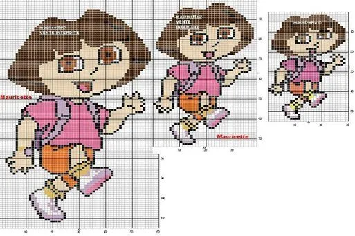 Dora la exploradora en punto de cruz gratis - Imagui
