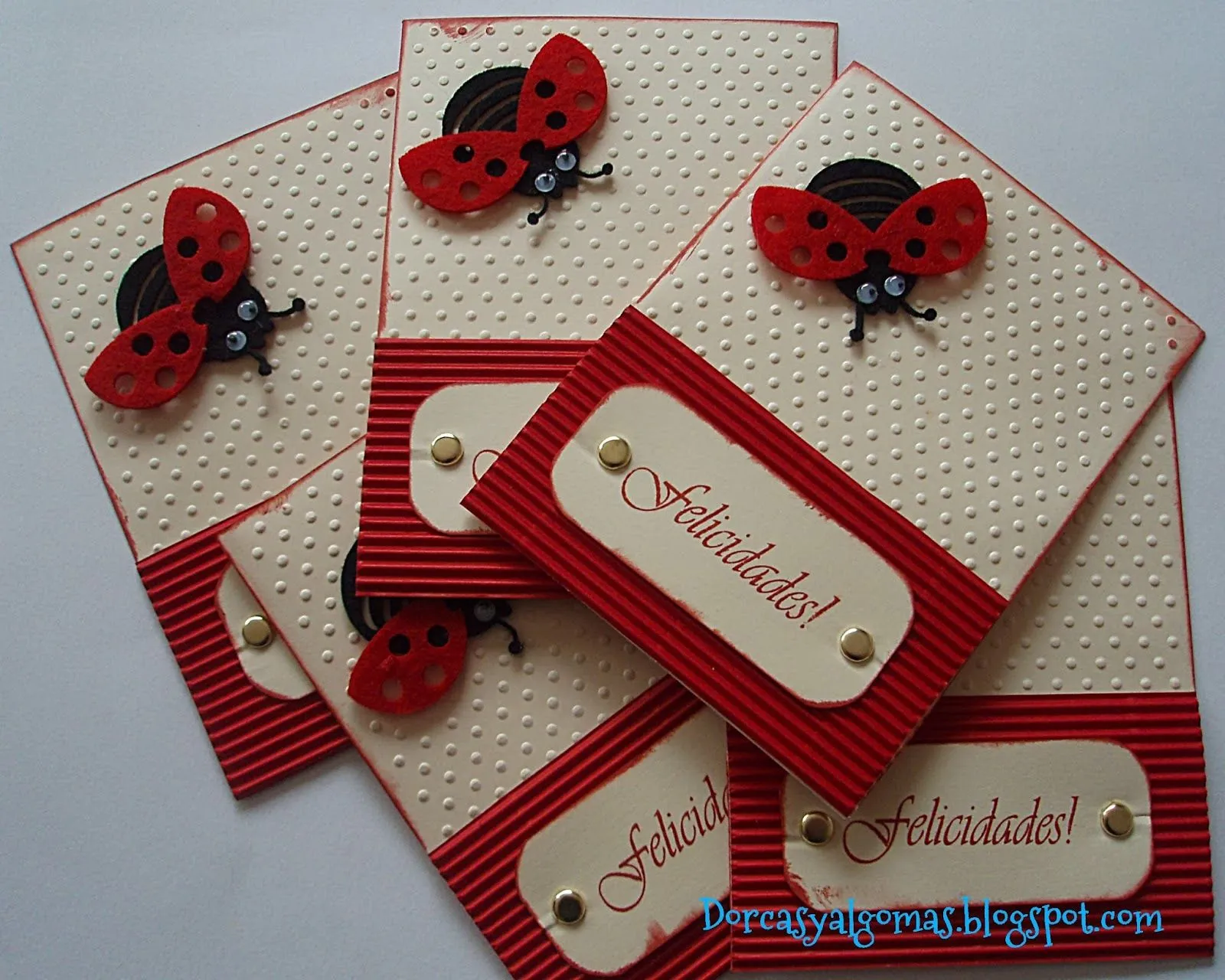 DORCAS Y ALGO MÁS": "TARJETAS FELICITACIÓN-mariquitas fieltro" DORCAS Y ALGO MÁS": "TARJETAS FELICITACIÓN-mariquitas fieltro"