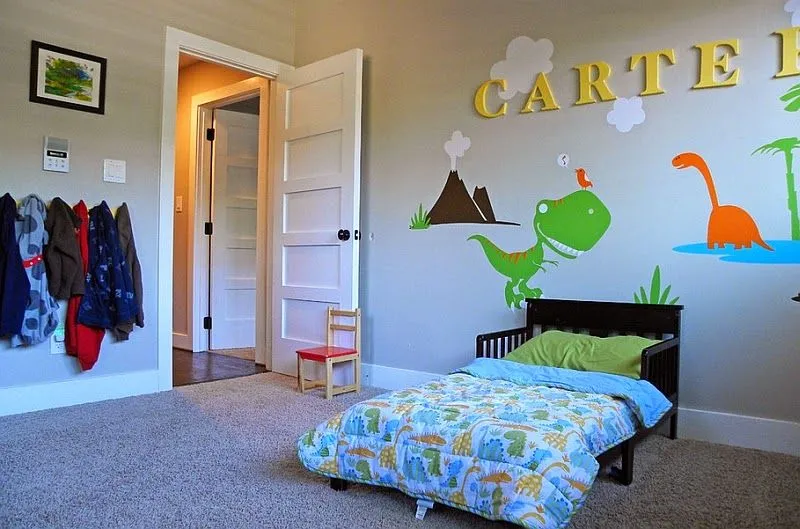 Dormitorio de Niños decorado con Dinosaurios - Arte en las Paredes ...