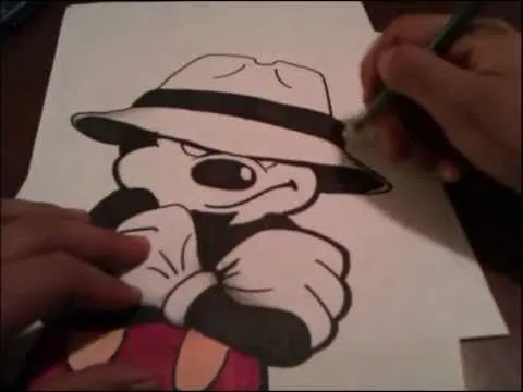 drawing character mickey mouse gangster (outline) - YouTube drawing character mickey mouse gangster (outline) - YouTube