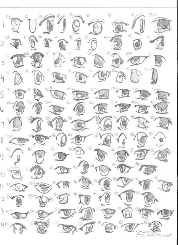 ojos anime para dibujar